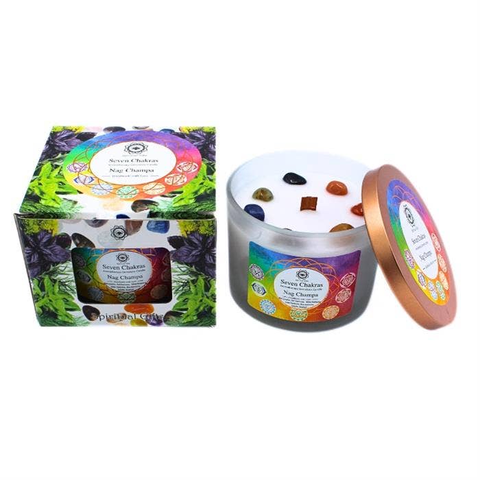 Green Tree - Wholesale Pot/gevulde kaars - Green Tree Edelsteenkaars Seven Chakra 256g