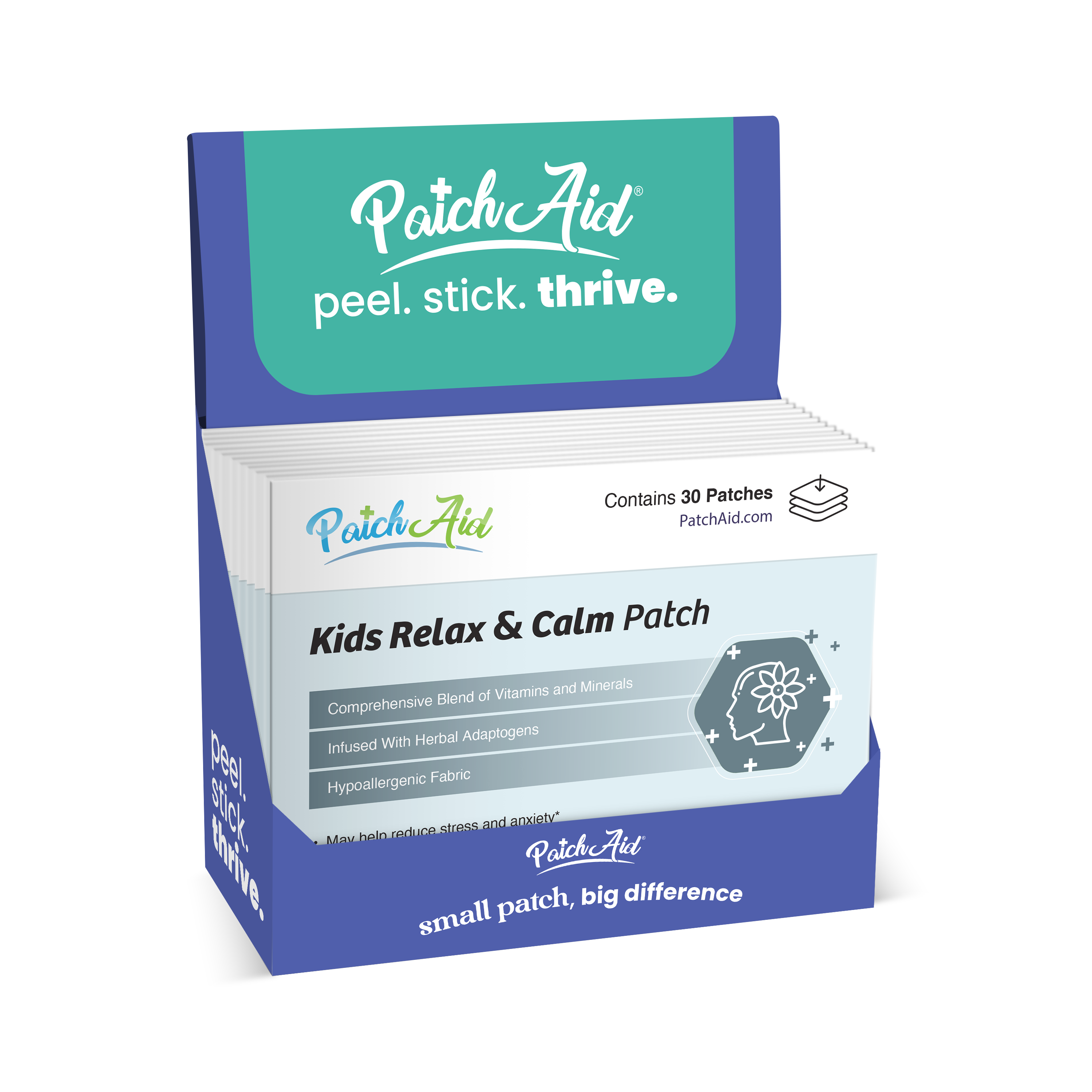 PatchAid - Wholesale Oral Supplement/Vitamin - Kids Relax & Calm Patch - Natural Stress Relief & Relaxation0