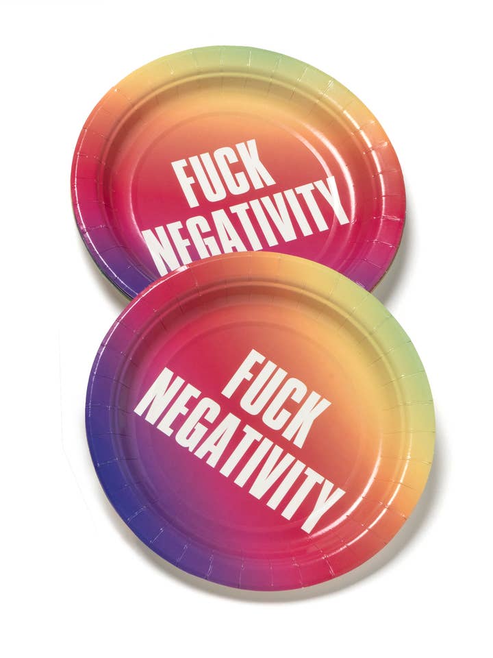 Fuck Negativity Paper Plates by Cory Arcangel for wholesale by House of Voltaire