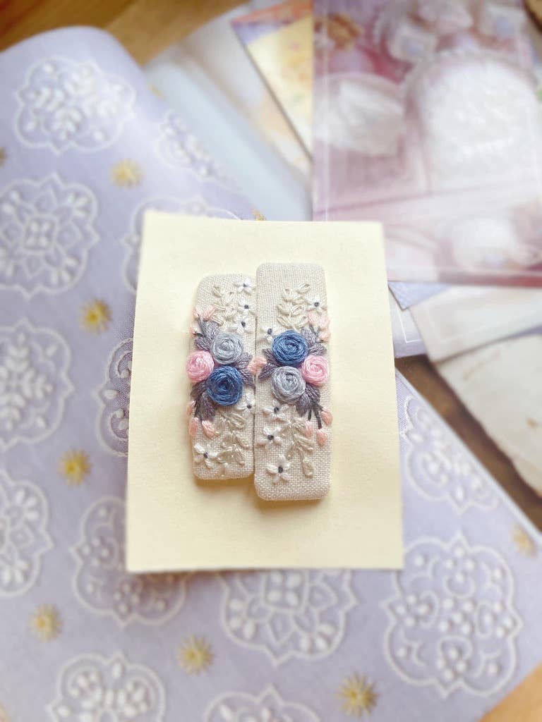 Quince Fables - Wholesale Barrette - Women's - 3D Floral Embroidered Hair Barrette, Kylie Collection4