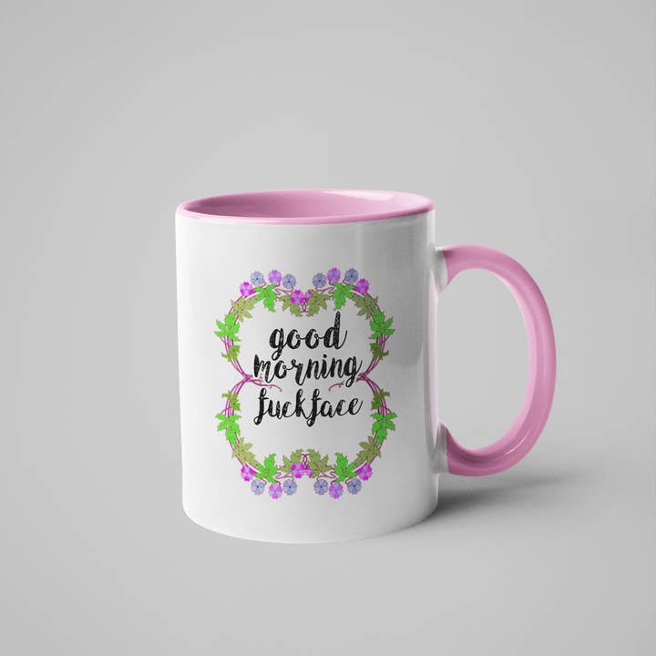Calm Down Caren – Großhandel Kaffeebecher – Good Morning Fuck Face Kaffeetasse, florale zarte4