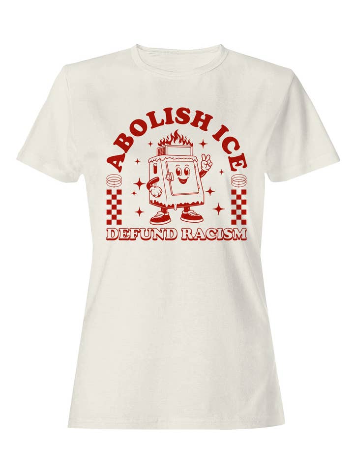 ICE abschaffen · Rassismus die Finanzierung entziehen · Damen-T-Shirt · Off-White für den Großhandel von TShirtGuys.com