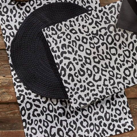 Split P - Wholesale Table Runner - Safari Leopard Printed Table Runner 72"L  - Black1