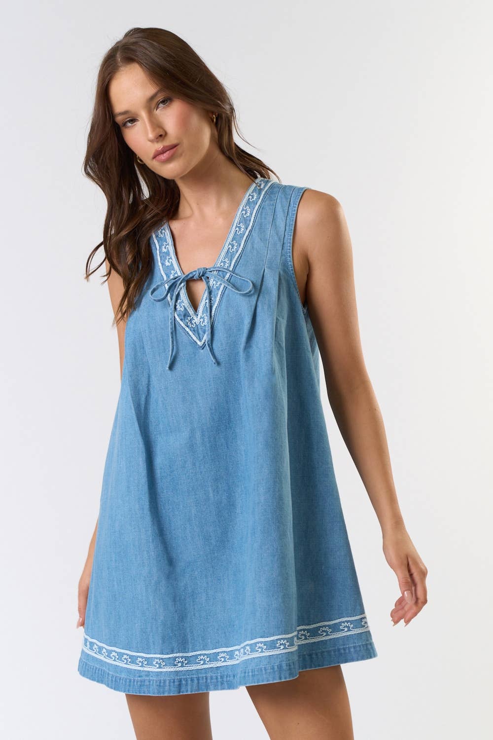 ILD5211 Embroidery Denim Mini Dress for wholesale on Faire1