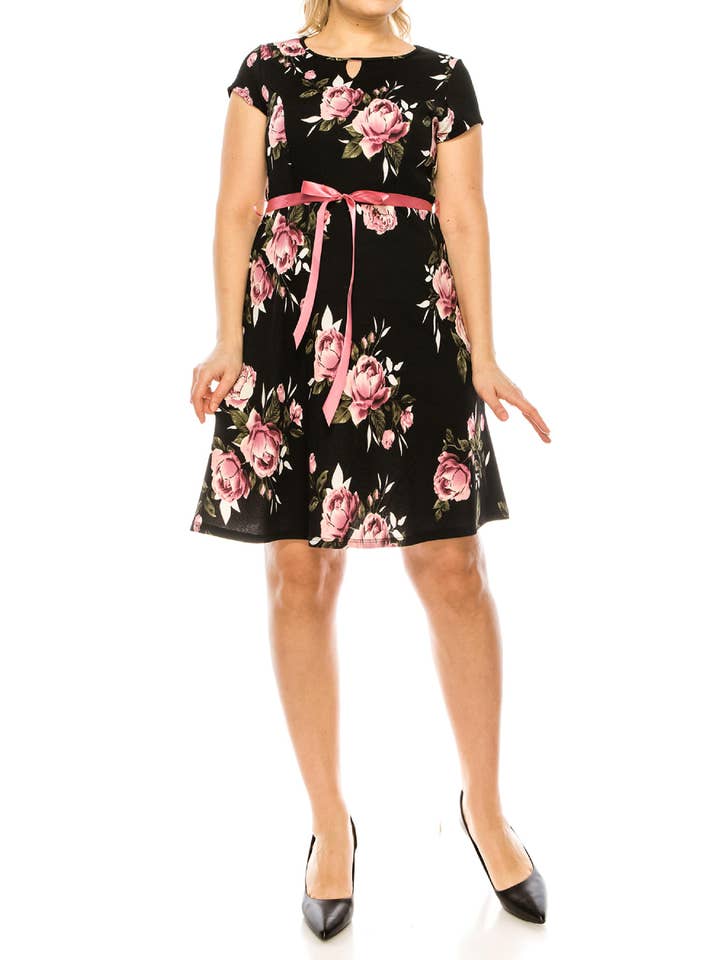 MOA COLLECTION - Wholesale Dress – Women's - Women's Floral Plus Size A-Line Swing Dress27