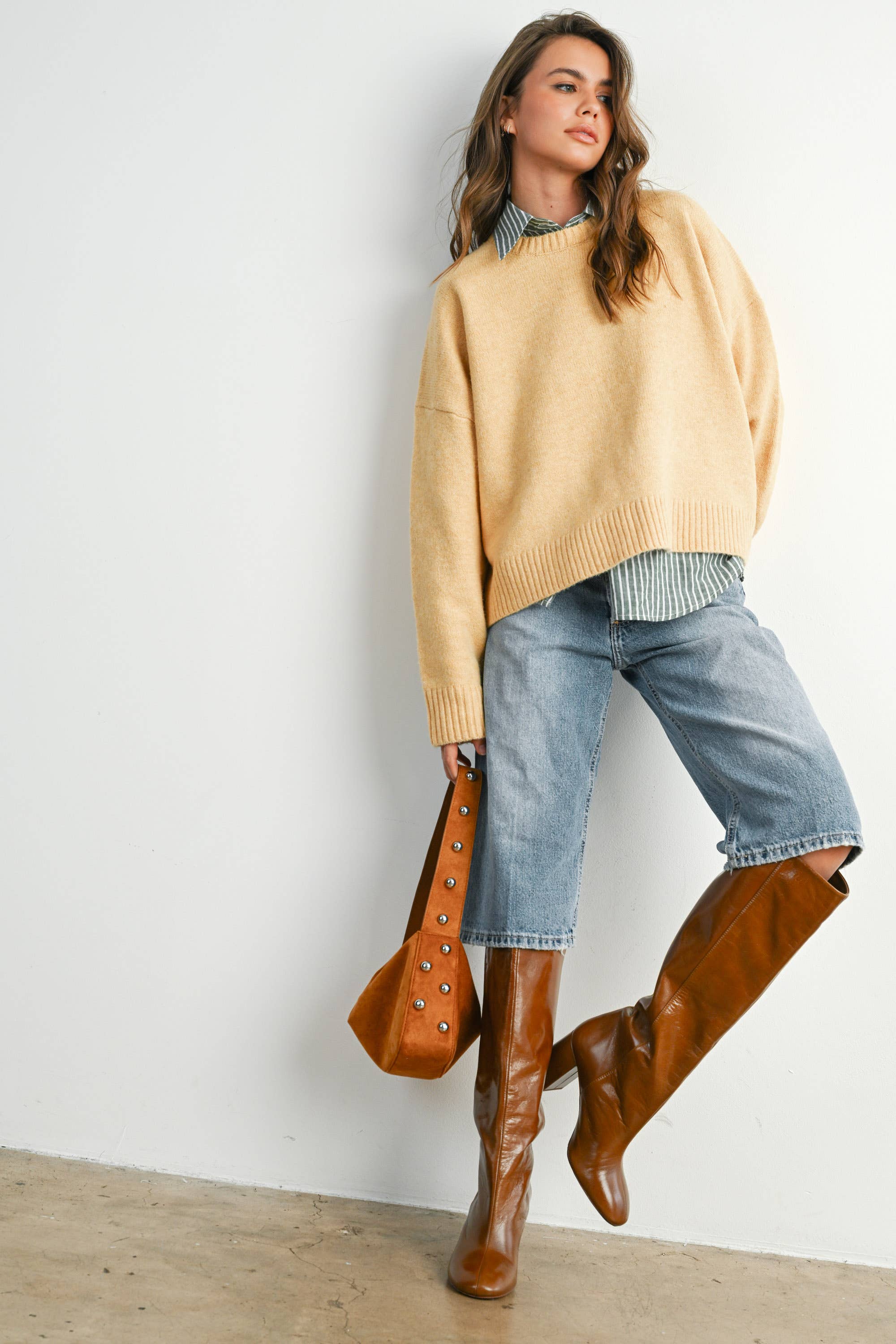 BUTTERMELON - Wholesale Knit Sweater - Women's - Tie-back Sweater - BMW781517