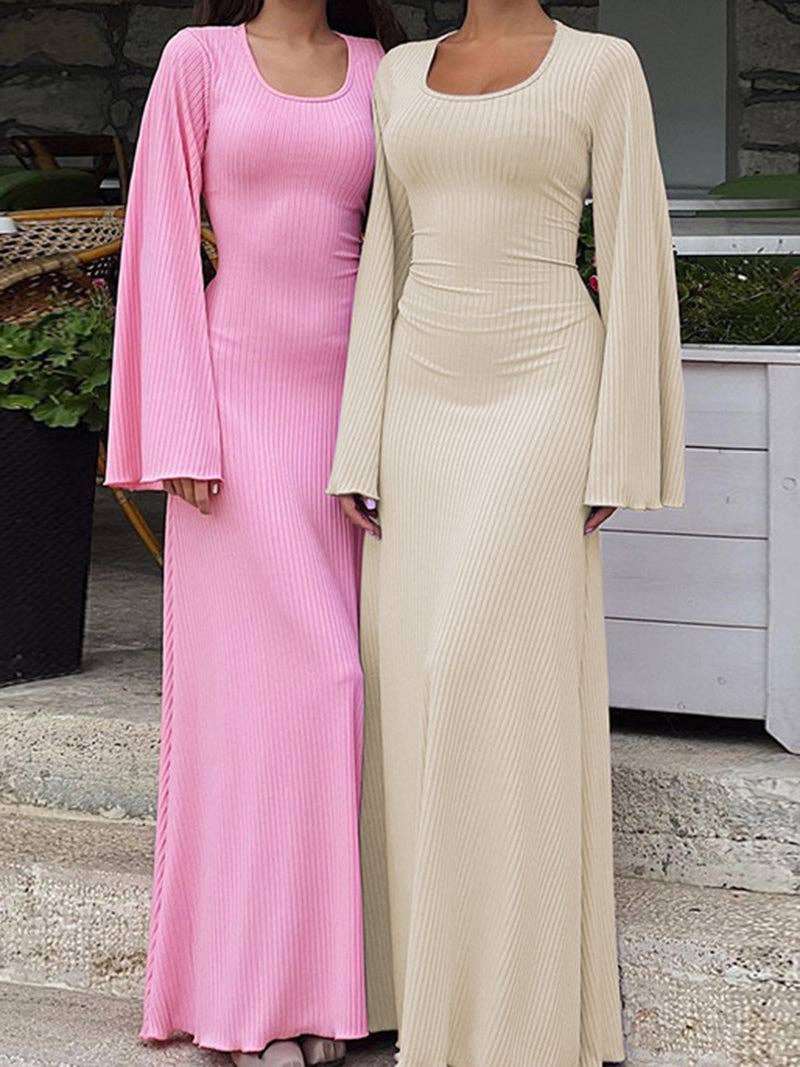 safistyle - Wholesale Dress - Women's - Flare Sleeves Square Neck Maxi Dress5