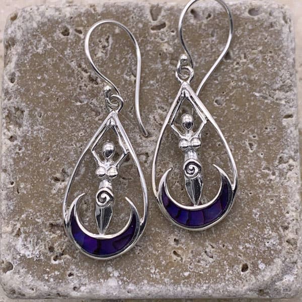 Goddess Design Studio - Wholesale Dangle Earrings - Sterling Silver & Shell Moon Goddess Earrings
