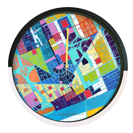 Detroit Map Wall Clock for wholesale by Jazzymade