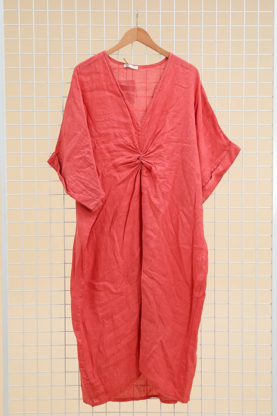 Lea & Luc - Grandes Tailles - Wholesale Dress - Women's - Plus size linen dress V neckline SKU 790933