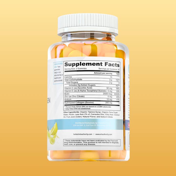 Vitauthority - Wholesale Oral Supplement/Vitamin - Super Collagen Gummies: Skin & Joints, Strawberry Lemonade2