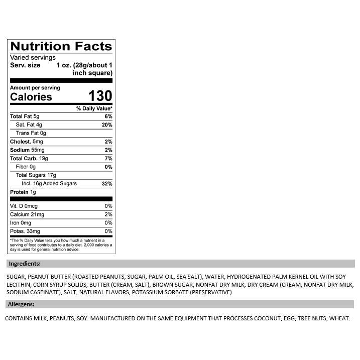 Valley Fudge & Candy - Wholesale Fudge - Peanut Butter 1/2 lb. Fudge Bar2