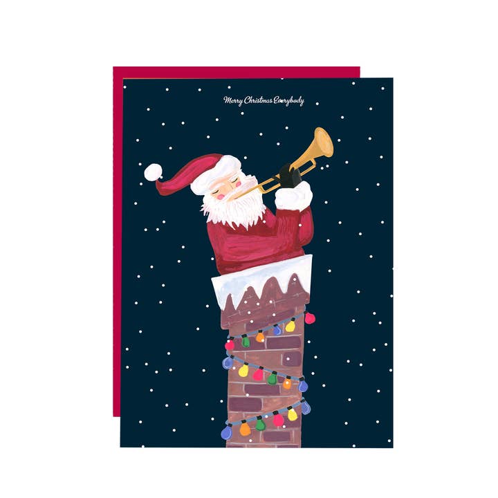 Hutch Cassidy - Wholesale Christmas Card - 'Santa in Chimney' Christmas Greetings Card