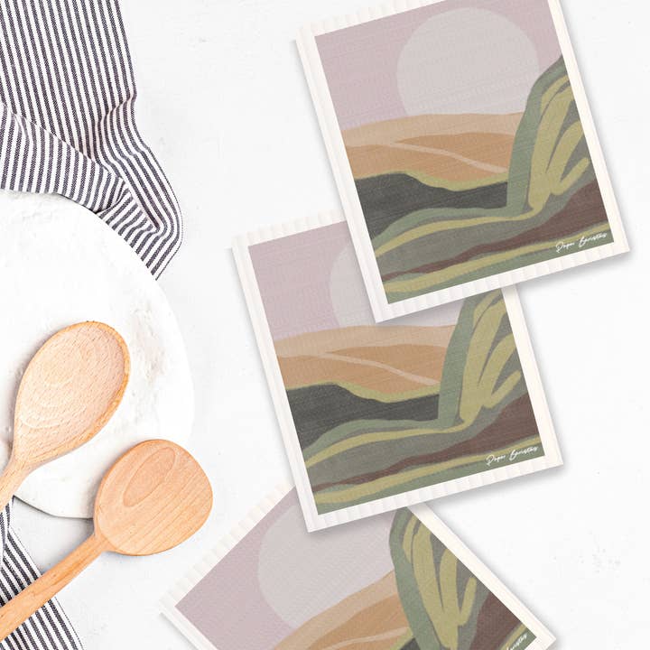 Paper Baristas – wholesale Dishcloth – Set of 3 Swedish Dishcloths: National Park Hills