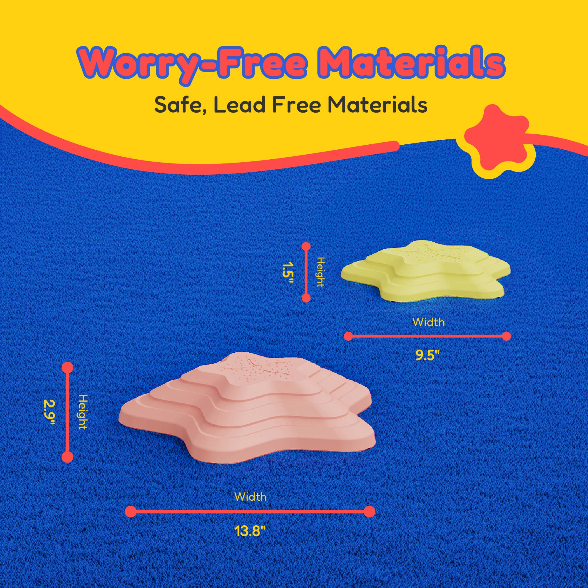 Kook - Wholesale Toy Set - Kids - Kinderific Star Shaped Stepping Stones, 6 Piece Set, Multi5