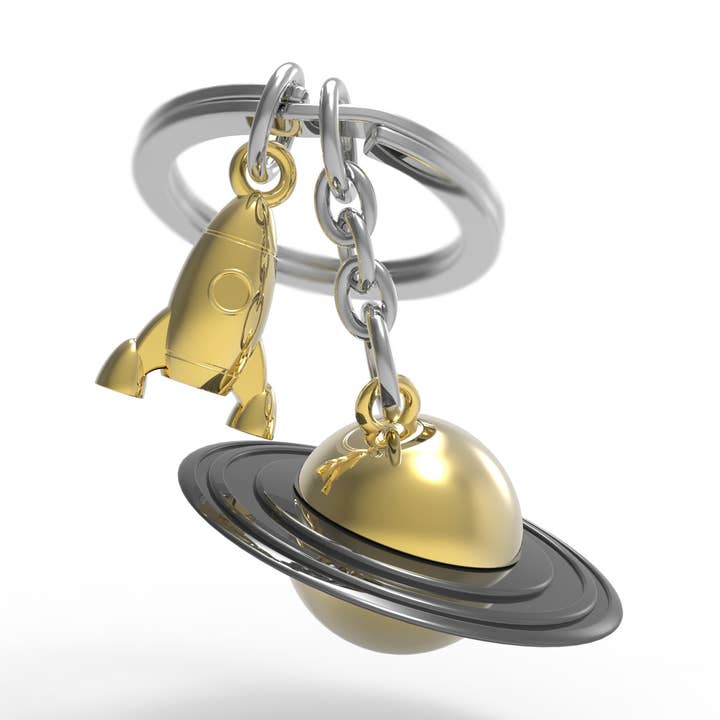 Planet & its Rocket Keychain - METALMORPHOSE for wholesale by Kontiki