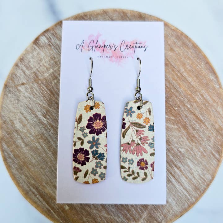 Fall Floral Mini Bar Leather Earrings for wholesale by A Glamper's Creations LLC