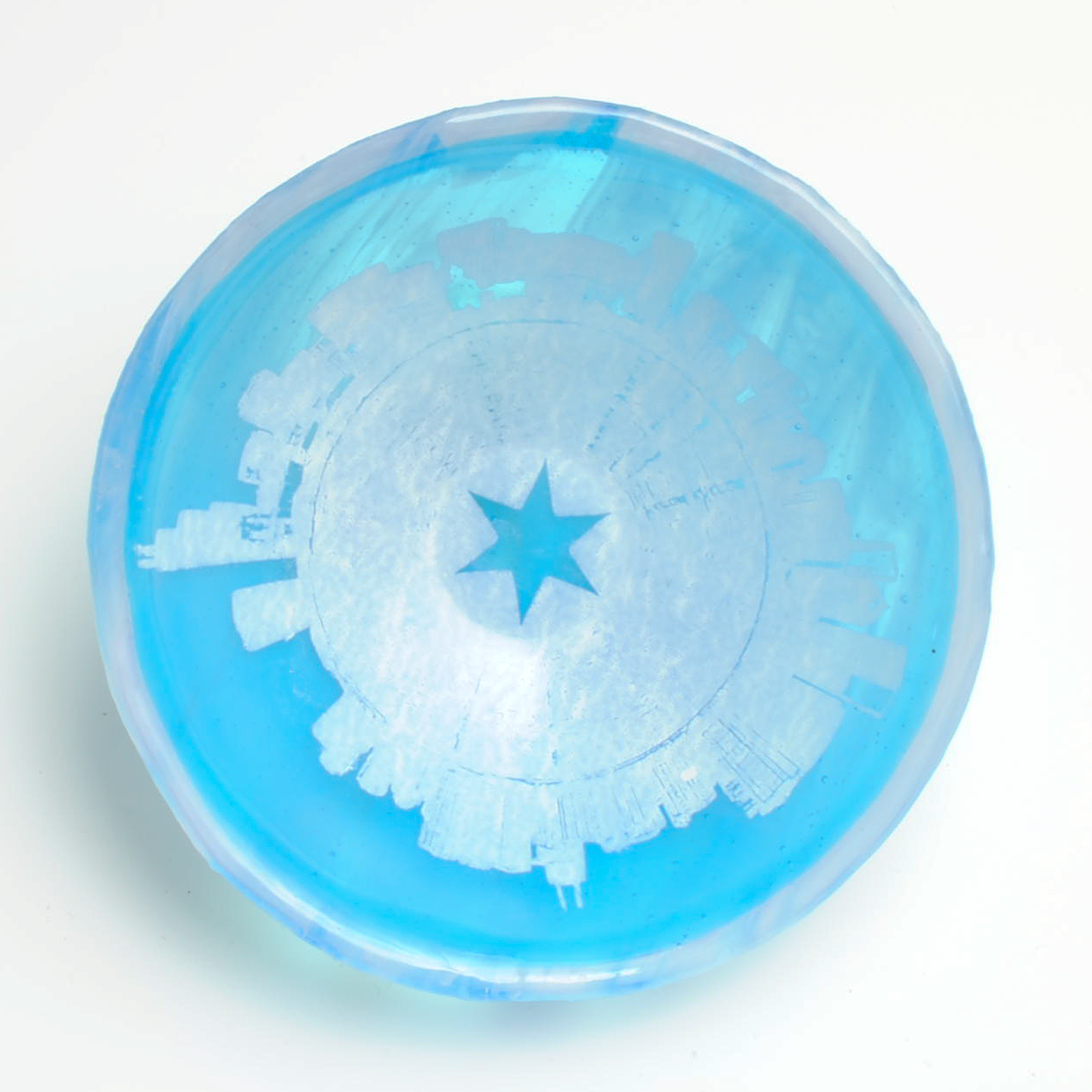 Kiku Handmade | Contemporary Fused Glass Home Goods - Wholesale Decorative Plate/Dish/Bowl - Chicago Skyline  Fused Glass 5" Small Bowl1