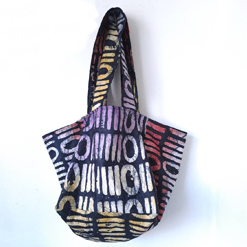 Urbanknit - Wholesale Tote Bag - Women's - African cotton batik Cube tote- Digits1