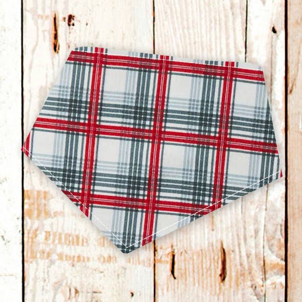 Red/White/Grey Tartan Plaid Flannel Dog Bandana-Eddie Bauer for wholesale by BibbyBubby