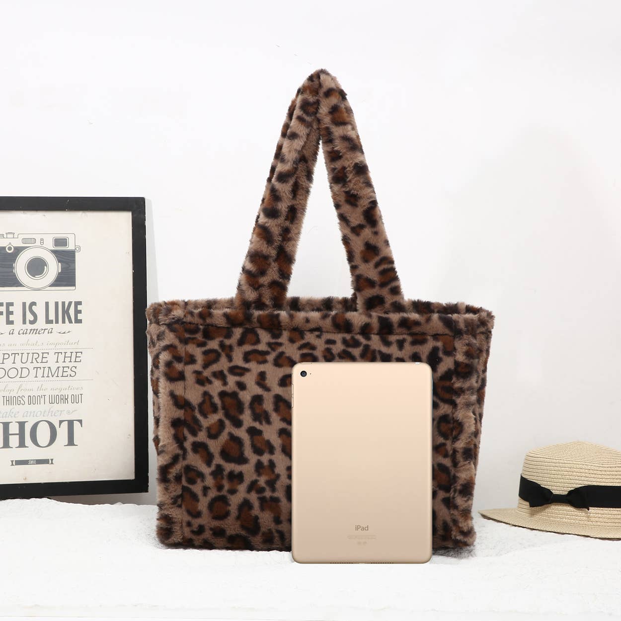 House of Milano - Wholesale Tote Bag - Women's - 25425 Leopard Print Faux Fur Tote Bag3