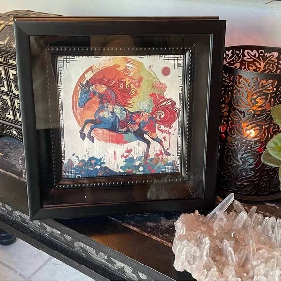 Year of The Fire Horse Framed Colorful Horse Artwork for wholesale by Bodhi Leaf Market