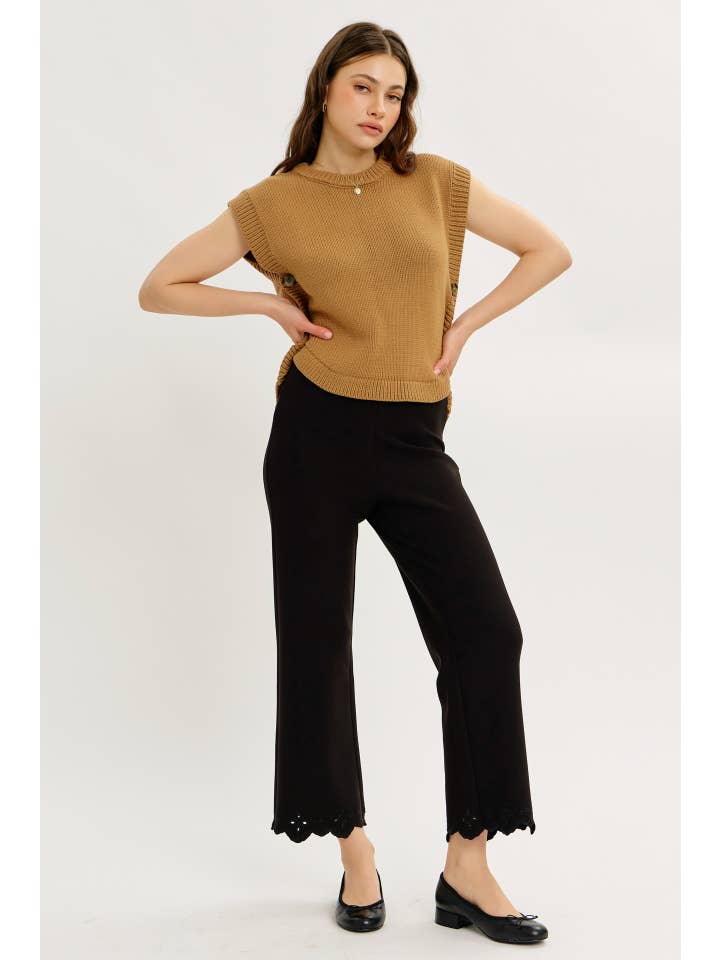 idem ditto - Wholesale Sweater Vest - Women's - ROUND NECK HI-LO SWEATER VEST WITH SIDE BUTTONS39