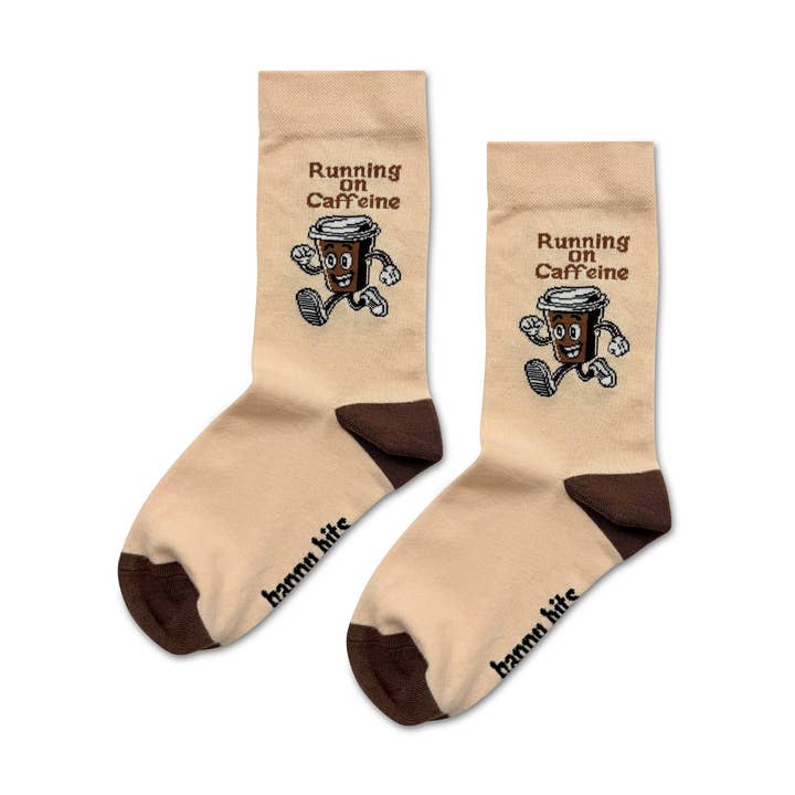 Fonctionnant sur des chaussettes en bambou caféinées pour la vente par Happy Bits Socks