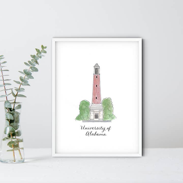 University Of Alabama Watercolor Print for wholesale by The Write Occasion Calligraphy