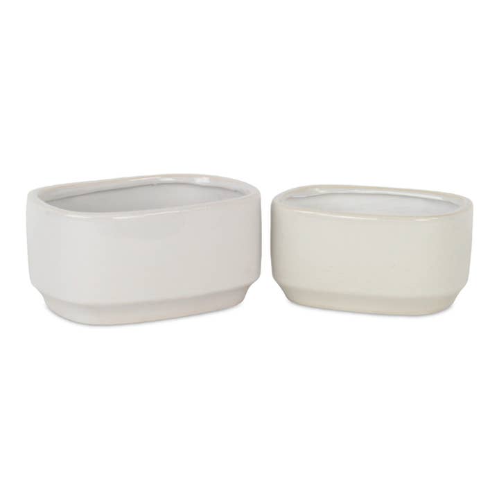 Cheungs Home Decor - Wholesale Plant Pot - Elegora Wide Curved Rectangular Ceramic Pot - Off White