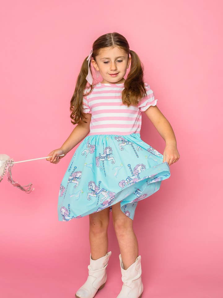 Posh Pickle - Wholesale Dress - Kids - Carousel Short Sleeved Swing Dress2