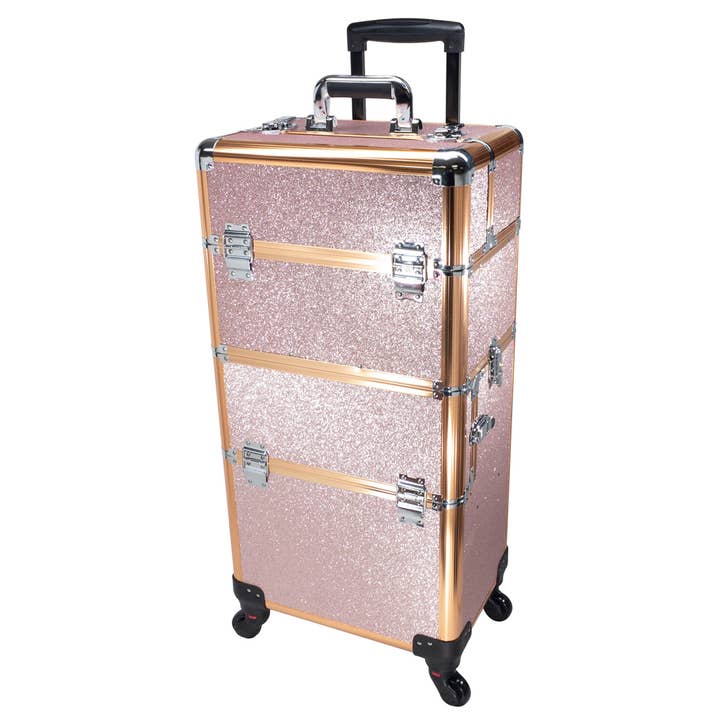 Large Wheeled Beauty Organizer Case / Rose Gold for wholesale by TZ Case