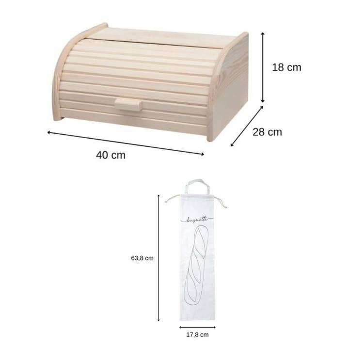 Zenker - Vente Boîtes à pain - Set de 3 ustensiles pour le pain avec Huche à pain en bois pain et 2 Sacs de conservation en coton Fackelmann Boissellerie2