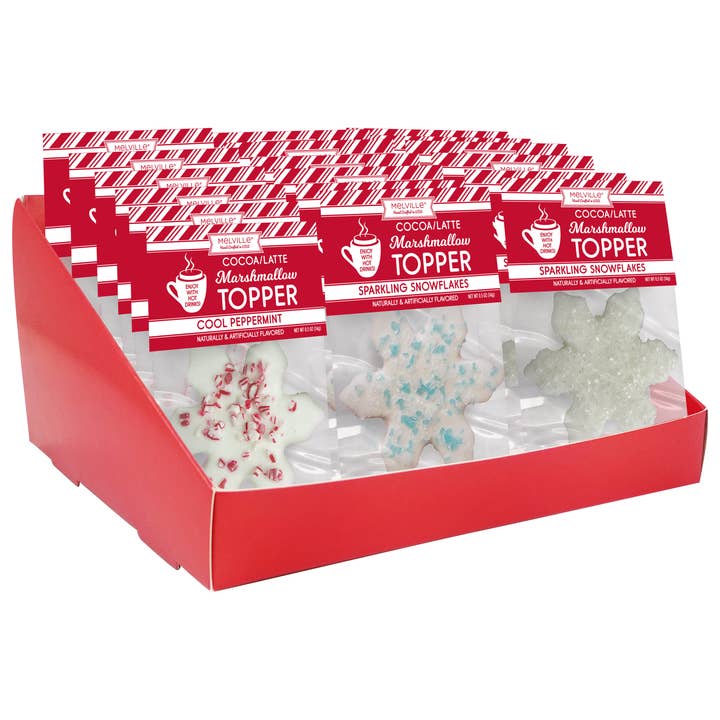 Melville Candy Company - Wholesale Marshmallow - Snowflake-Shaped Marshmallow Toppers with Peppermint Crush