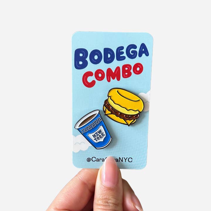 Combo Bodega Muffin Anglais Saucisse : Deux Épingles Émaillées NYC de 1" pour la vente par CaraCaraNYC