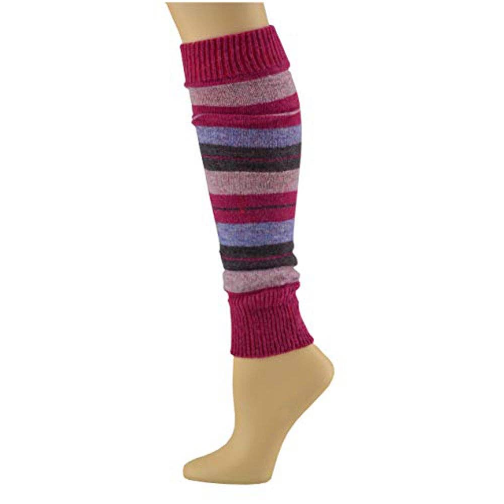 Sierra Socks - Wholesale Legwarmers - Women's - Girl's Stripe Lambswool Knee Hi Leg Warmers W42418