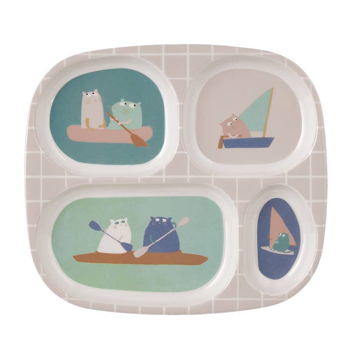 AK935R 4-COMPARTMENT TRAY THE SEA CATS for wholesale by Petit Jour Paris