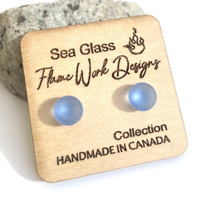 Flame Work Designs - Glass Jewelry - Wholesale Jewelry Set - Sea Glass Earring Set, 3 Pairs of Studs5