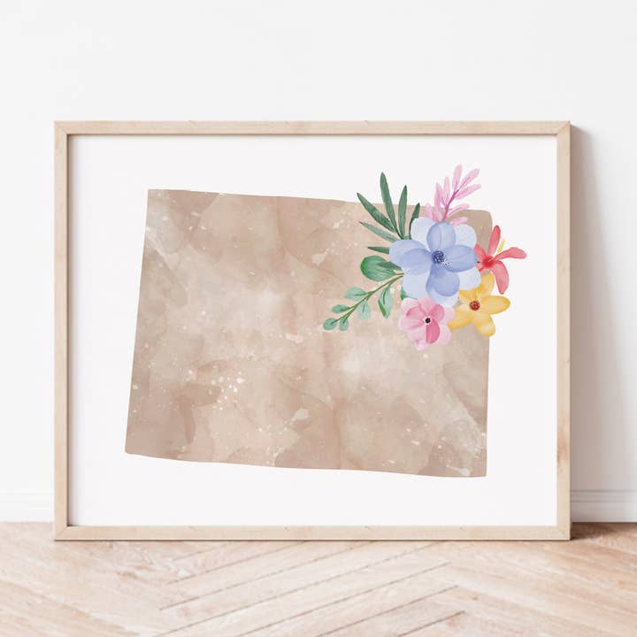 Colorado bloemen-silhouet kunstafdruk voor wholesale door Backstory Map Co.