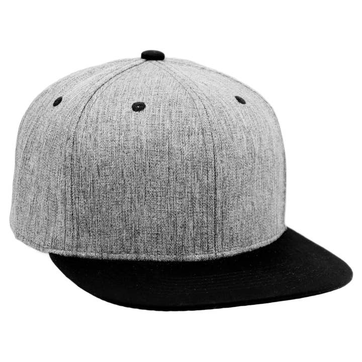 Cap Zone - Wholesale Flat Brim Cap - Unisex - Heathered Tweed Six Panel Flat Brim Snapback6