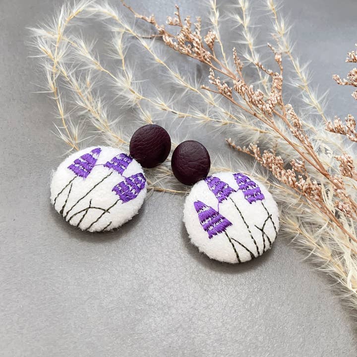 Giggle with Love - Wholesale Dangle Earrings - Floral Embroidery Earring| Handmade Dangle Flower Earrings| Embroidery Gift|Flower Gift for Mom|Gift for Bridesmaids|Flower Thank You Gifts4