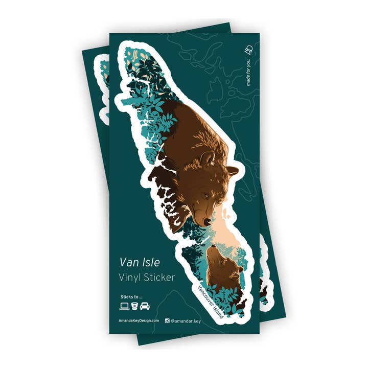 Vancouver Island Bears - 9" Vinyl Sticker for wholesale by Amanda Key Design