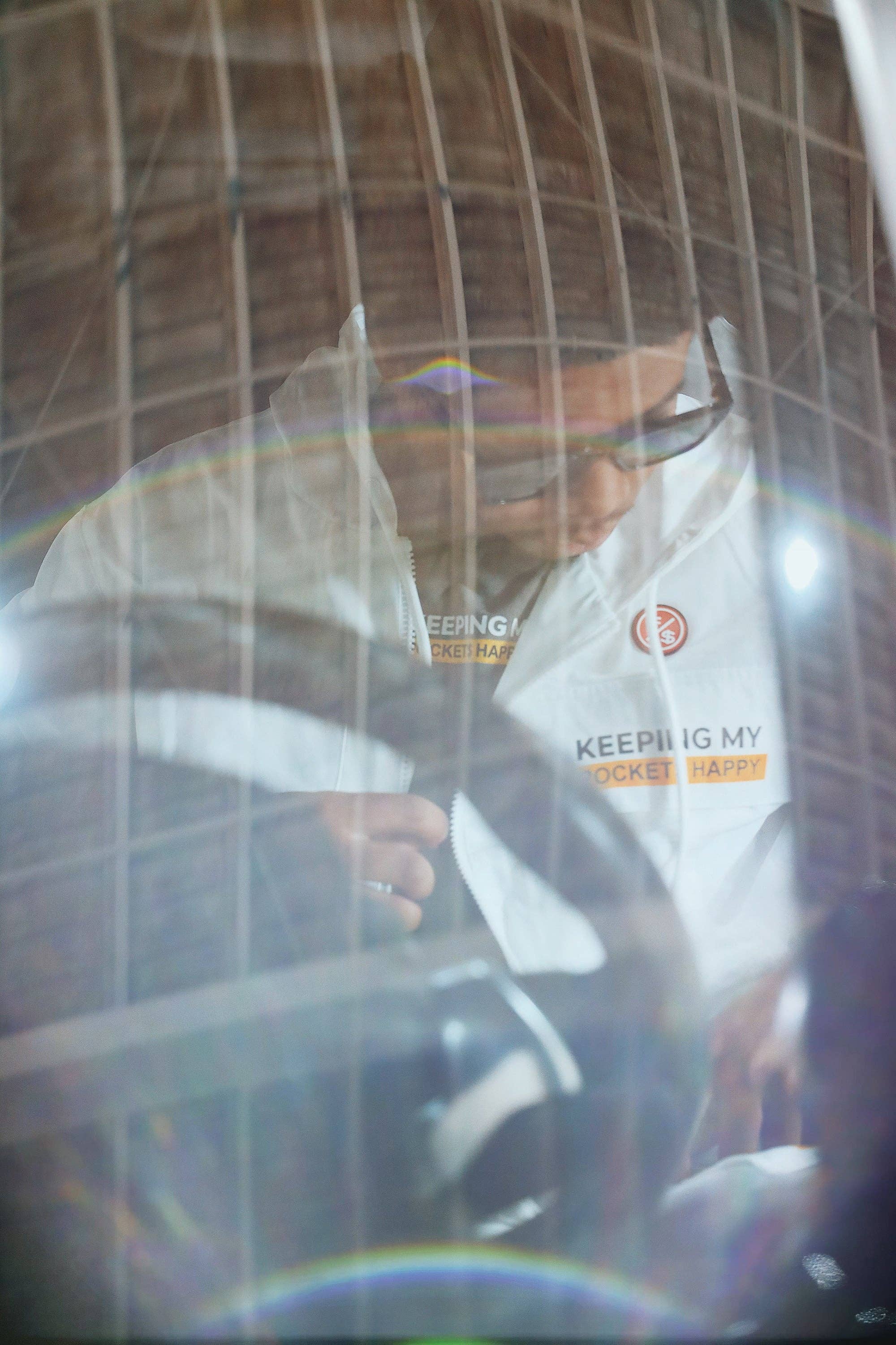 White Happy Pockets Windbreaker Zip-Up Jacket (White) for wholesale on Faire13