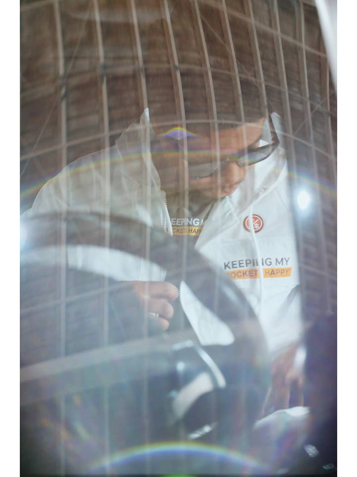 White Happy Pockets Windbreaker Zip-Up Jacket (White) for wholesale on Faire13