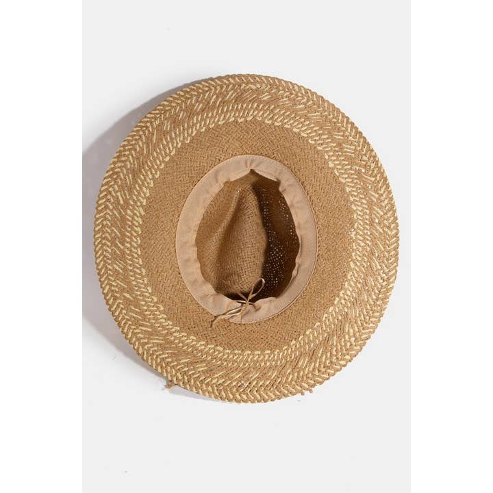 Collections by Fame Accessories - Wholesale Straw Hat - Women's - Two Tone Floppy Boho Straw Hat