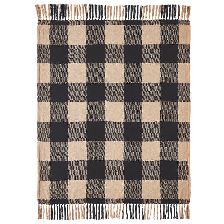 VHC Brands - Wholesale Throw Blanket - Black Check Star Woven Throw 50x602