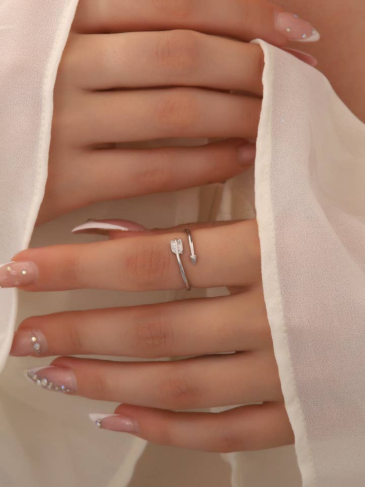 925 Sterling Silver Arrow Design Free Size Ring for wholesale by AVENS