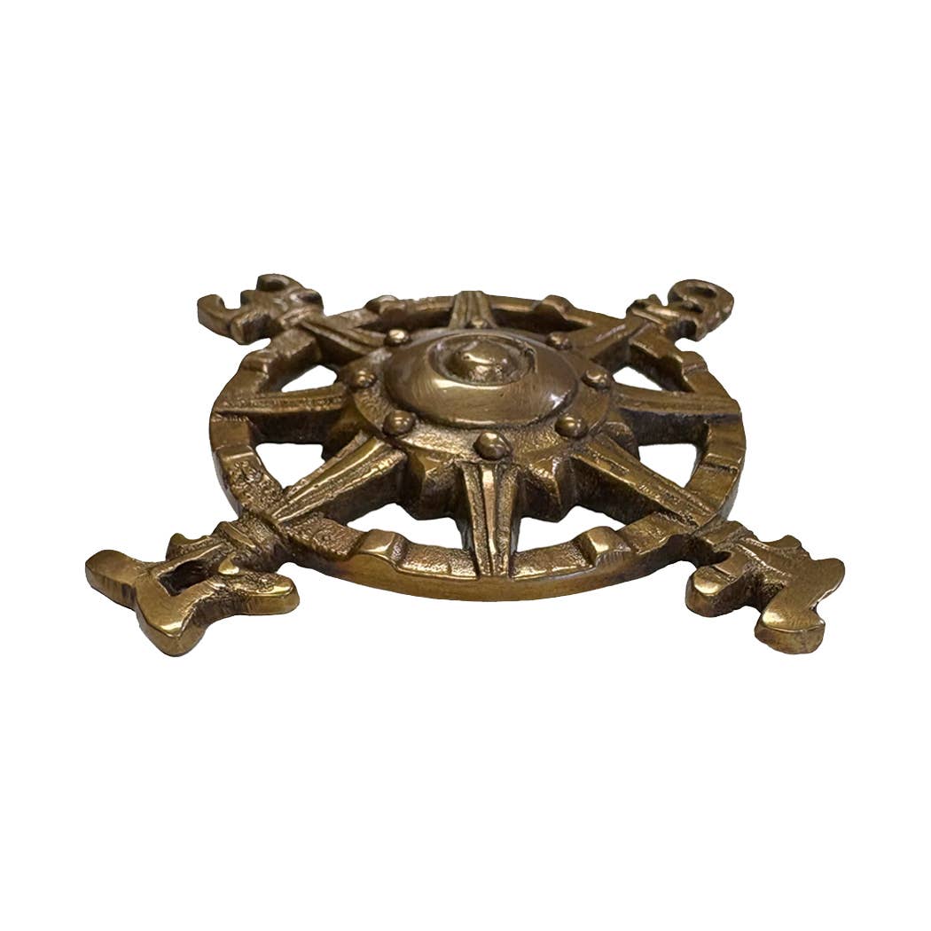 Madison Bay Co. - Historical Home Decor Reproductions - Wholesale Paper Weight - Compass Rose Solid Antiqued Brass Paperweight-Decor, 4-1/2”2