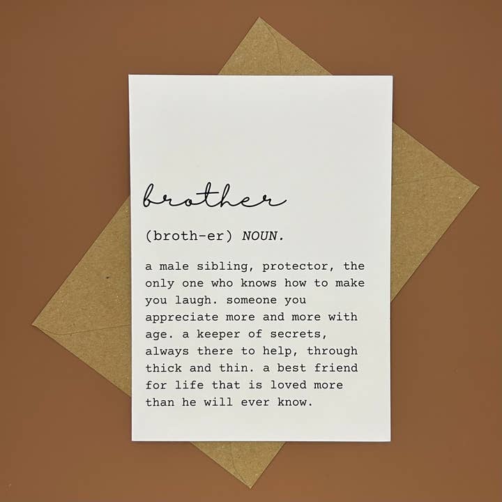 Brother Definition Greeting Card for wholesale by Swale Studios