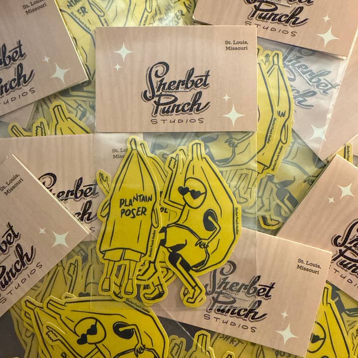 Pack de 4 autocollants Banana Punk pour la vente par Sherbet Punch Studios